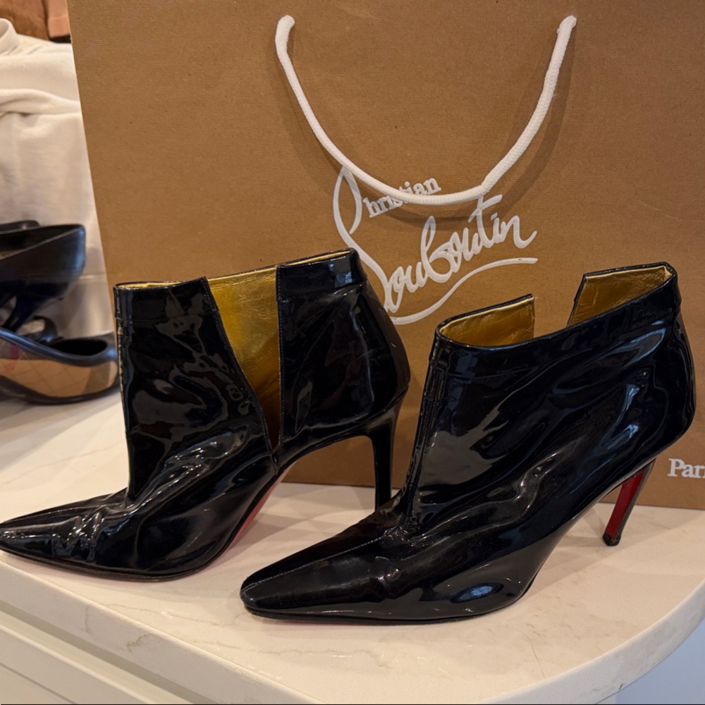 Christian Louboutin Glossy Black Heeled Boots